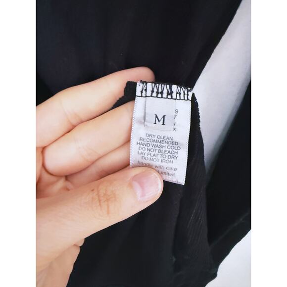 Michael Lauren Otis Black Ribbed V-neck Long Sleeve Top Medium Minimalist Layer - Picture 6 of 7